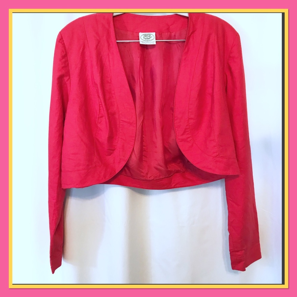 Laura Ashley cropped jacket Linen blend coral red